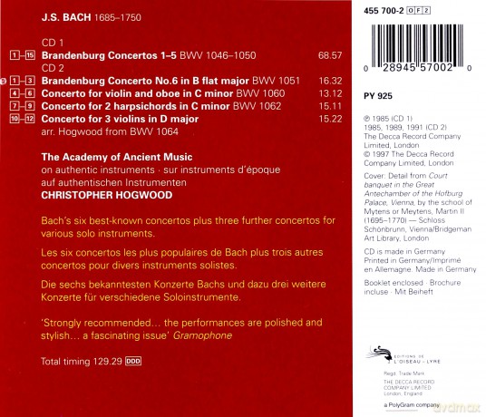 Hogwood/Aam: Bach Brandenburg Concertos [2CD]