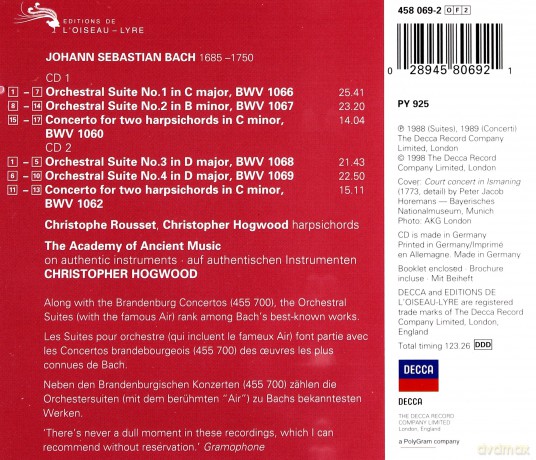 Hogwood/Aam: Bach Orchestral Suites [2CD]