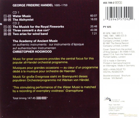 Hogwood/Aam: Handel Water Music... [2CD]