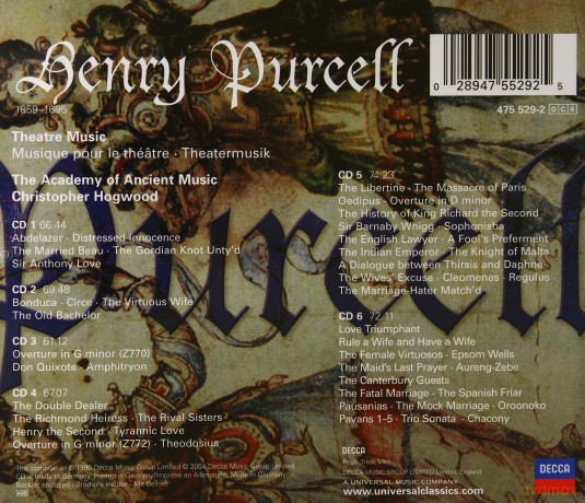 Hogwood/Aam: Purcell: Theatre Music [6CD]