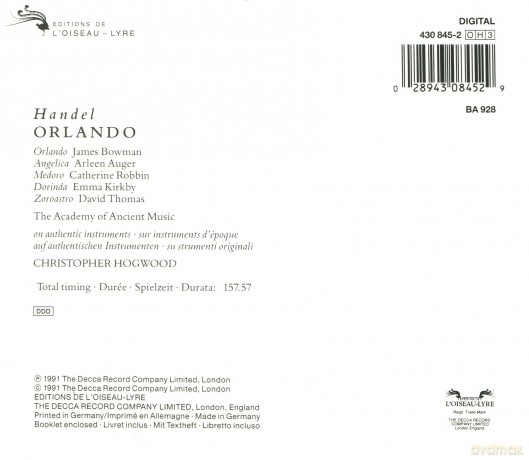 Hogwood: Handel:Orlando [3CD]