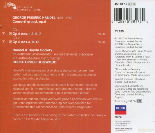 Hoogwood/Aam: Handel Concerti Grossi Op.6 [2CD]