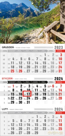 Kalendarz 2024 Trójdzielny Ekonomiczny z magnesem [KALENDARZ]