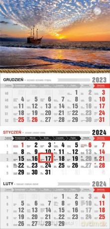 Kalendarz 2024 Trójdzielny Ekonomiczny z magnesem [KALENDARZ]