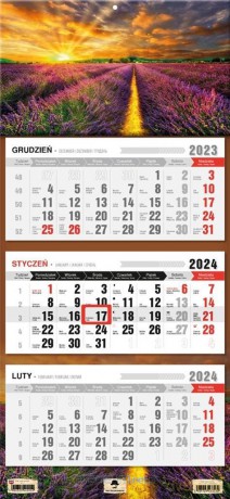 Kalendarz 2024 trójdzielny Lawenda [KALENDARZ]