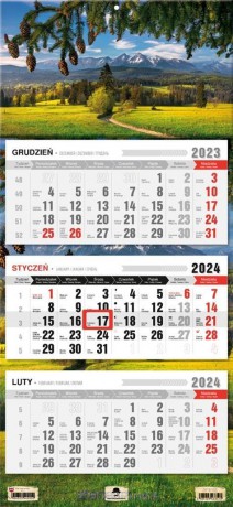 Kalendarz 2024 trójdzielny Tatry [KALENDARZ]