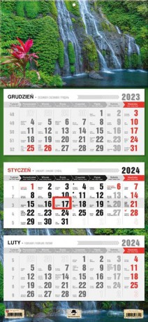 Kalendarz 2024 trójdzielny Wodospad [KALENDARZ]
