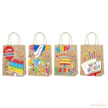 Torba prezentowa white kraft 21x25,5cm brokat mix