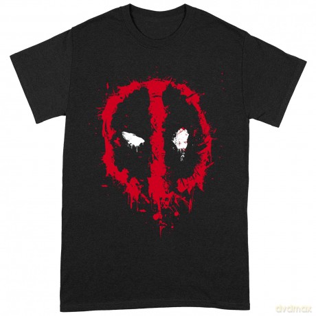Deadpool: Splat Face Large Black T-Shirt
