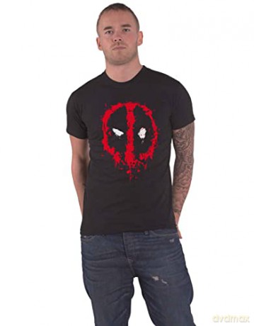 Deadpool: Splat Face Xx-Large Black T-Shirt