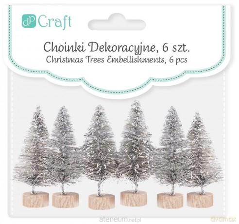 Choinka dekoracyjna srebrna 5cm 6szt