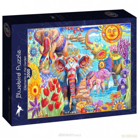 BLUEBIRD 2000 el. Kolorowe słonie w ogrodzie [PUZZLE]