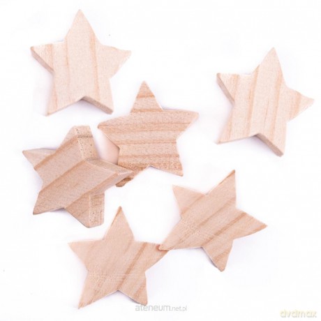 Drewniane gwiazdki 4,7x1,5cm 6szt