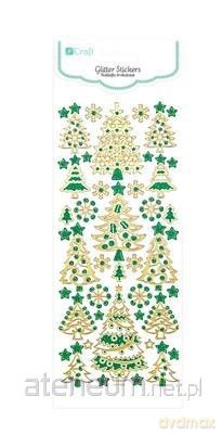 Naklejki brokatowe choinki gold&green 44szt