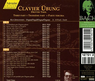 Kay Johannsen: BACH: Clavier Übung 3.theil [2CD]
