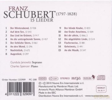 15 Lieder -Franz Schubert [CD]
