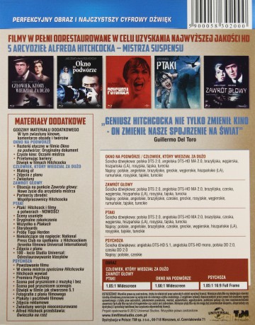Alfred Hitchcock: Człowiek, Który Wiedział Za Dużo / Okno Na Podwórze / Psychoza / Ptaki / Zawrót Głowy [BOX] [5Blu-Ray]