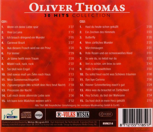 Oliver Thomas: 30 Hits Collection [2CD]