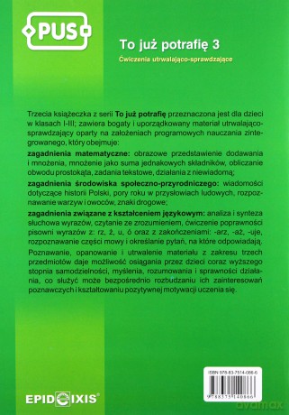 To już potrafię 3. Ćwiczenia utrwalająco - sprawdzające - Jadwiga Dejko [KSIĄŻKA]