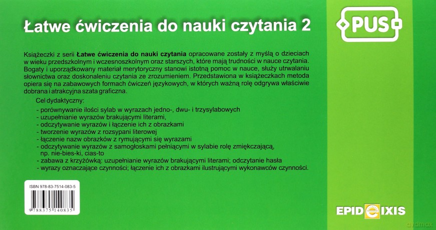 EPIDEIXIS PUS KSIĄŻKA ĆW.2 NAUKA CZYTANI 140835 [KSIĄŻKA]