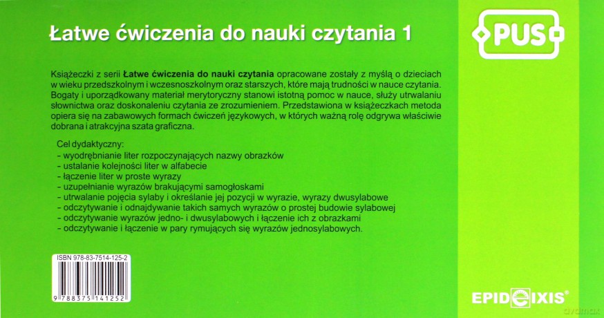 EPIDEIXIS PUS KSIĄŻKA ĆW.1 NAUKA CZYTANI 140828 [KSIĄŻKA]