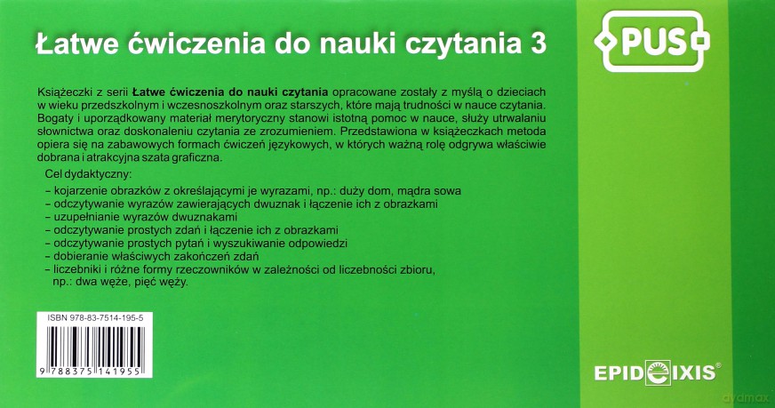 EPIDEIXIS PUS KSIĄŻKA ĆW.3 NAUKA CZYTANI 140842 [KSIĄŻKA]