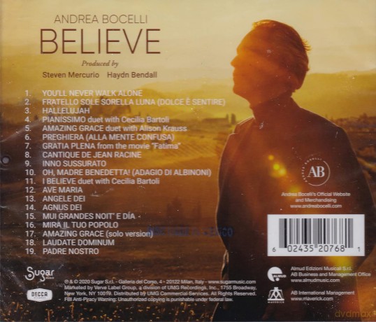 Andrea Bocelli: Believe +2 Extra Tracks [CD]