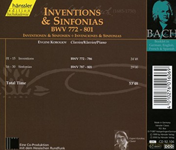 Evgeni Koroliov: BACH: Inventionen BWV 772-801 [CD]