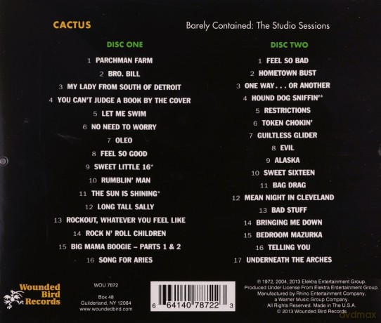 Cactus: Barely Contained: Studio Sessions [2CD]