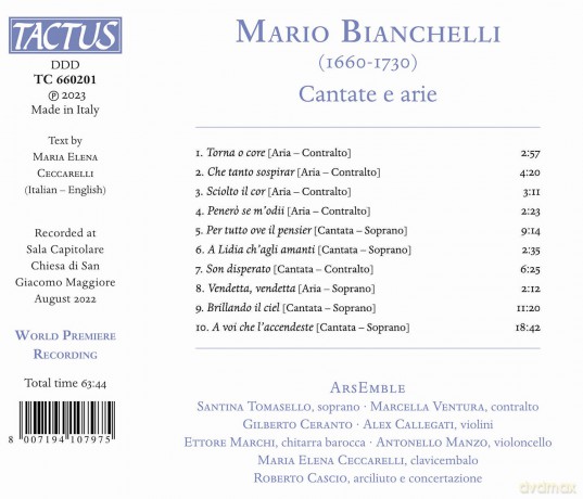 Bianchelli Mario: Cantate E Arie [CD]
