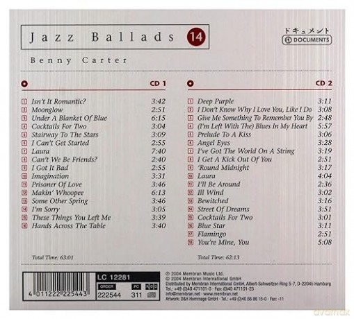 Carter Benny: Carter Benny - Jazz Ballads 14 - Benny Carter [2CD]