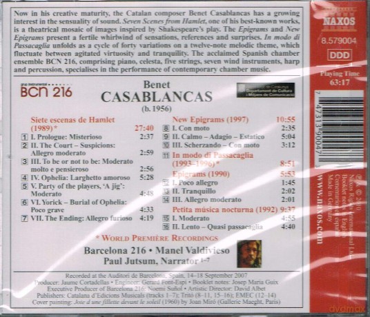 Valdivieso/Jutsum/Barcelona 216: CASABLANCAS: Seven Scenes [CD]