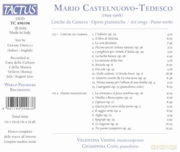 Castelnuovo-Tedesco: Liriche Da Camera - Opere Pianistiche [CD]