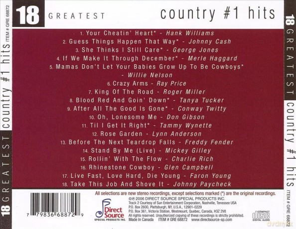 Country 1 Hits: 18 Greatest [CD]