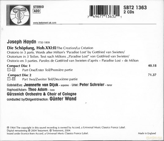Wand/Van Dijck/Schreier/Adam/G: Die Schöpfung [2CD]