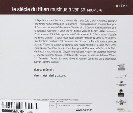 Siecle Du Titien: Doulce MMoire - Denis Raisin Dadre [CD]