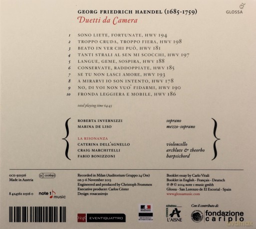 Invernizzi/De Liso/Bonizzoni/La Risonanza: Duetti Da Camera Vol.1 [CD]