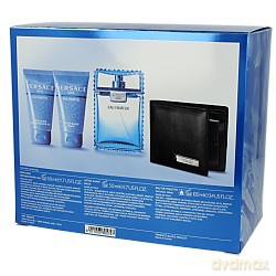Versace Man Eau Fraiche Zestaw - woda toaletowa 100ml spray + balsam po goleniu 50ml + żel pod prysznic 50ml + portfel (80574)  [PERFUMY]