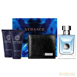 Versace pour Homme Zestaw - woda toaletowa 100ml spray + balsam po goleniu 50ml + szampon do włosów 50ml + portfel (80578)  [PERFUMY]