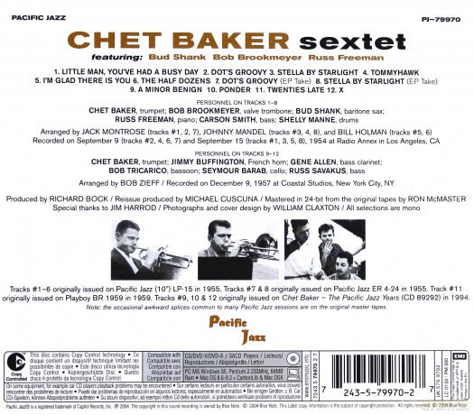Chet Baker: Sextet [CD] 