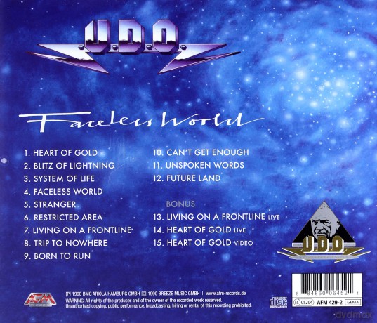 U.D.O.: Faceless World [CD]