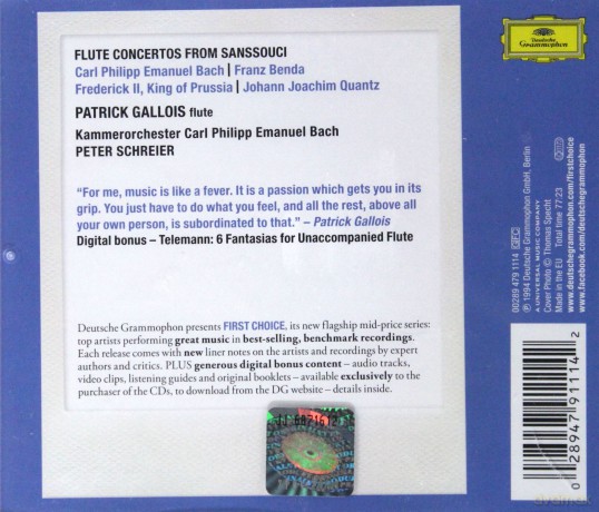 Gallois: Flute Concertos From Sanssaouci (First Chice) [CD]