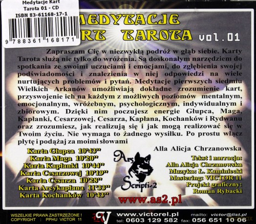 Medytacje Kart Tarota 1 - A.A.Chrzanowska  [CD]