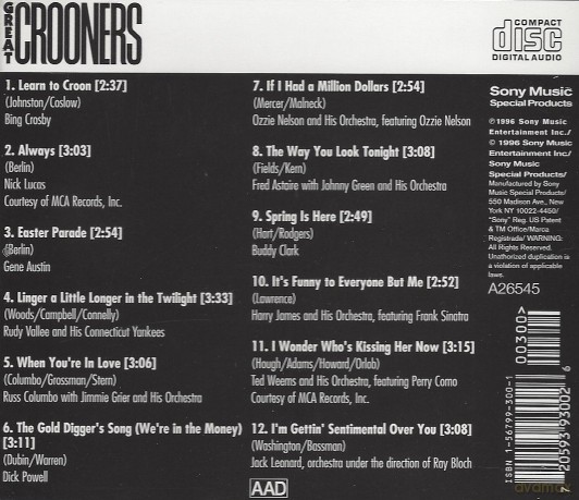 Great Crooners-Bing Crosbyrudy Valleeruss Columbodick Powellbuddy [CD]