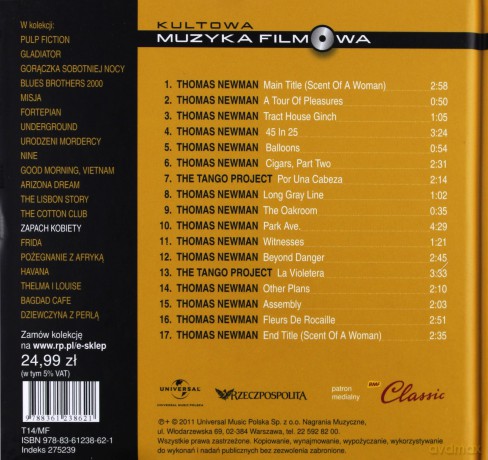 Scent of a Woman soundtrack (Zapach kobiety) (Kultowa Muzyka Filmowa) [KSIĄŻKA]+[CD]