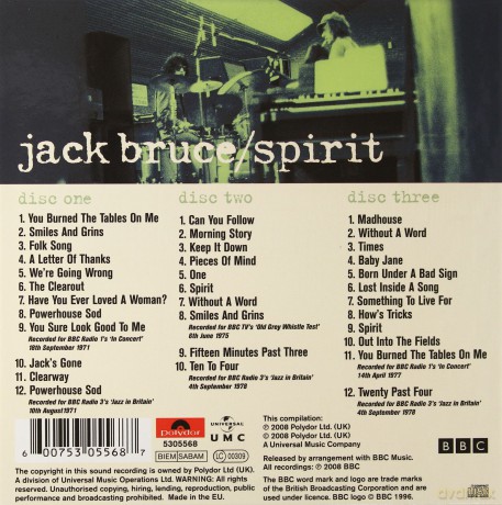 Jack Bruce: Spirit - Live At The Bbc 1971 - 1978 [3CD]