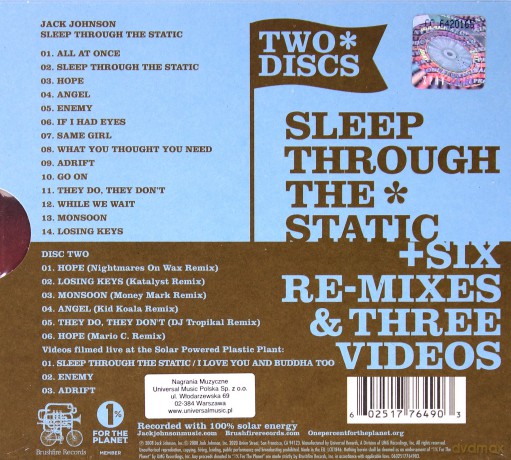 Jack Johnson: Sleep Through The Static (digipack) [2CD]
