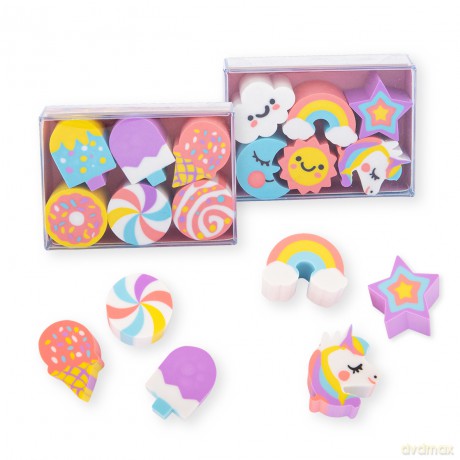 Gumka pastelowa 6szt mix wzorów