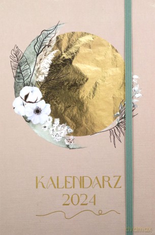 Kalendarz 2024 Botanical Złoty księżyc A5 [KALENDARZ]