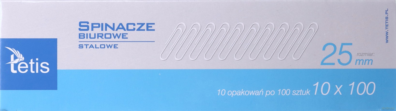 Spinacze biurowe okrągłe 25mm 100 szt paczka 10 sztuk